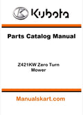Kubota Z421KW Zero Turn Mower Parts Catalog Pdf Manual