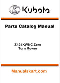 Kubota Z421KWNC Zero Turn Mower Parts Catalog Pdf Manual