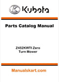 Kubota Z452KWTI Zero Turn Mower Parts Catalog Pdf Manual