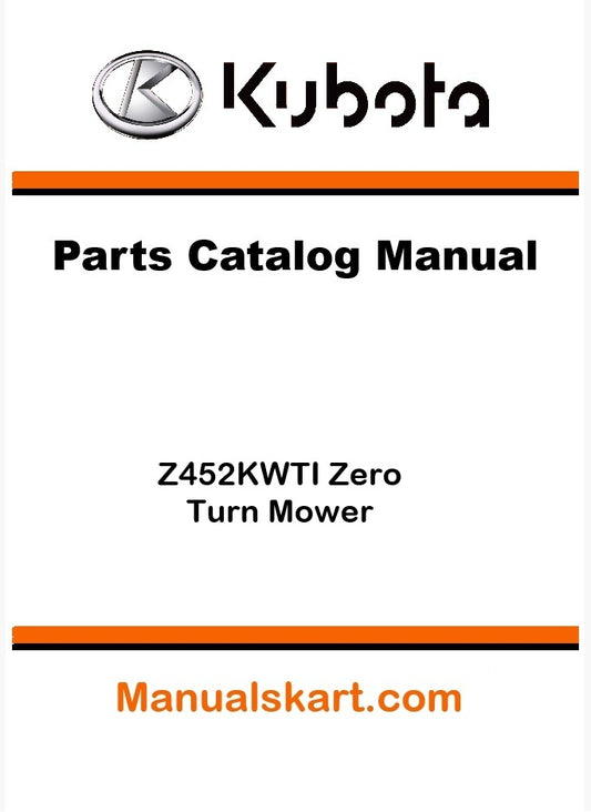 Kubota Z452KWTI Zero Turn Mower Parts Catalog Pdf Manual