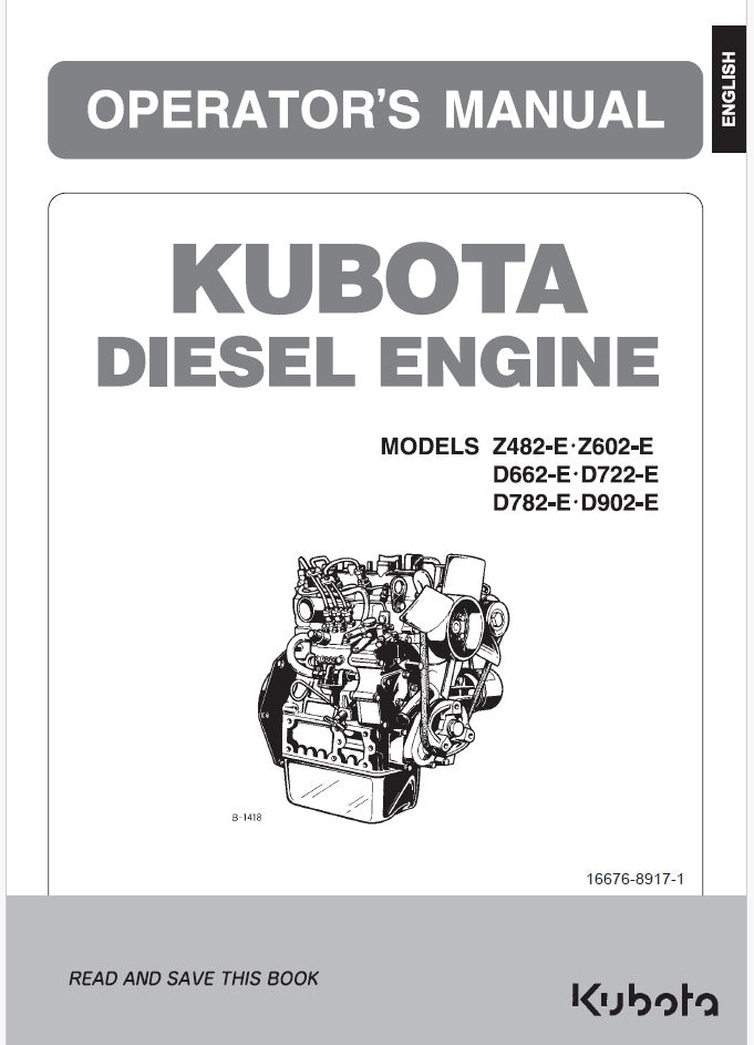 Kubota D1503-M-E, D1703-M-E, D1803-M-E, V2003-M-E, V2203-M-E, V2003-M-T-E, V2403-M-E Diesel Engine Pdf Operator's Manual