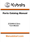 Kubota Z723KH-2 Zero Turn Mower Parts Catalog Pdf Manual