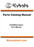 Kubota Z723KH-3 Zero Turn Mower Parts Catalog Pdf Manual