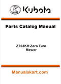Kubota Z723KH Zero Turn Mower Parts Catalog Pdf Manual