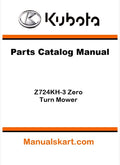Kubota Z724KH-3 Zero Turn Mower Parts Catalog Pdf Manual