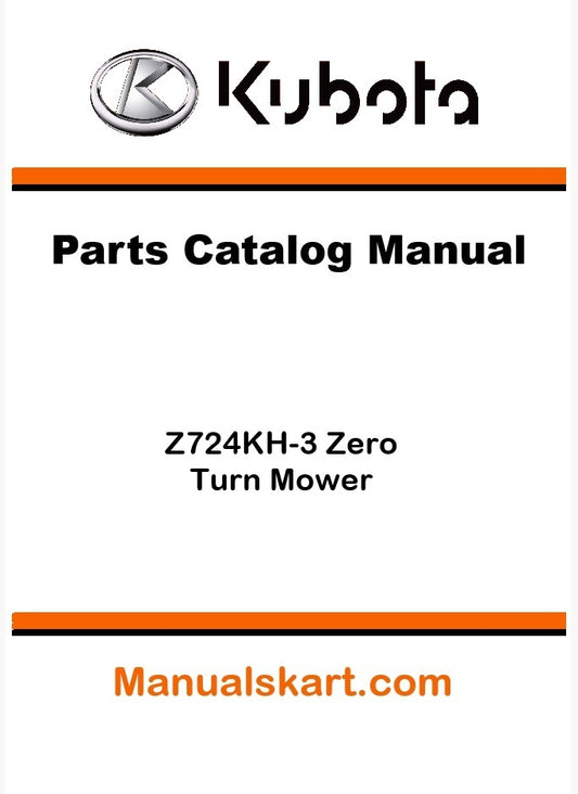 Kubota Z724KH-3 Zero Turn Mower Parts Catalog Pdf Manual