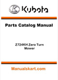 Kubota Z724KH Zero Turn Mower Parts Catalog Pdf Manual