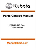 Kubota Z724KHNC Zero Turn Mower Parts Catalog Pdf Manual