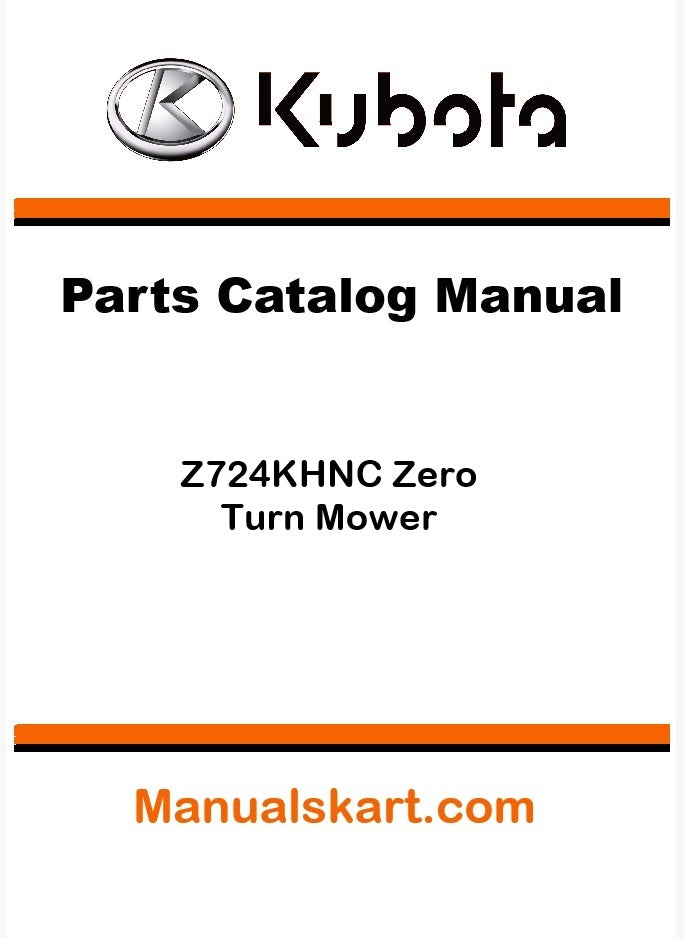 Kubota Z724KHNC Zero Turn Mower Parts Catalog Pdf Manual