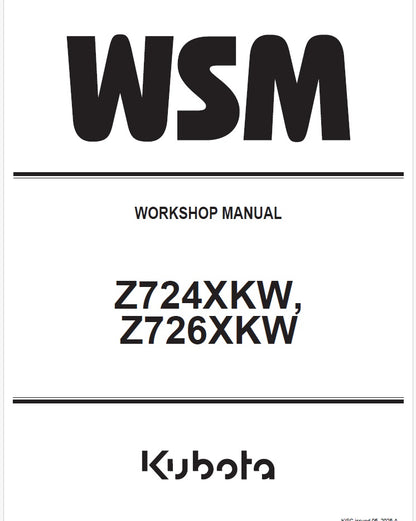 Kubota Z724XKW, Z726XKW Zero Turn Mower Pdf Repair Service Manual