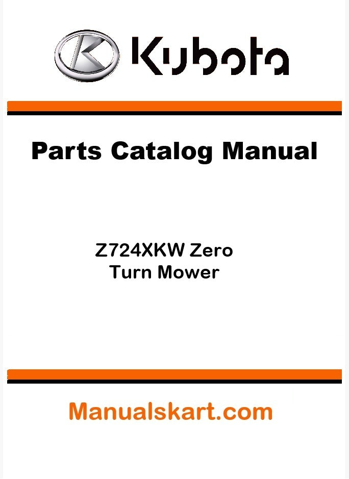 Kubota Z724XKW Zero Turn Mower Parts Catalog Pdf Manual