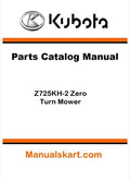 Kubota Z725KH-2 Zero Turn Mower Parts Catalog Pdf Manual