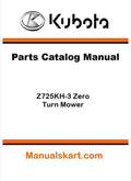 Kubota Z725KH-3 Zero Turn Mower Parts Catalog Pdf Manual