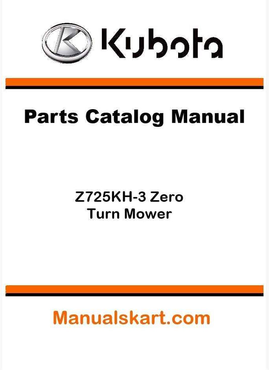 Kubota Z725KH-3 Zero Turn Mower Parts Catalog Pdf Manual
