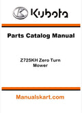 Kubota Z725KH Zero Turn Mower Parts Catalog Pdf Manual