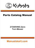 Kubota Z725KHNC Zero Turn Mower Parts Catalog Pdf Manual