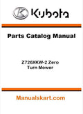 Kubota Z726XKW-2 Zero Turn Mower Parts Catalog Pdf Manual