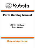 Kubota ZD1011-3 Zero Turn Mower Parts Catalog Pdf Manual