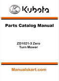 Kubota ZD1021-3 Zero Turn Mower Parts Catalog Pdf Manual