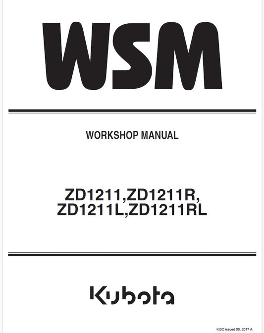 Kubota ZD1211, ZD1211R, ZD1211L, ZD1211RL Zero Turn Mower Pdf Repair Service Manual
