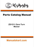 Kubota ZD1211 Zero Turn Mower Parts Catalog Pdf Manual