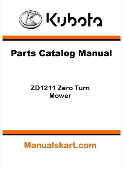 Kubota ZD1211 Zero Turn Mower Parts Catalog Pdf Manual