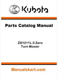 Kubota ZD1211L-3 Zero Turn Mower Parts Catalog Pdf Manual