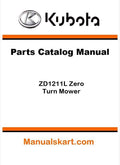 Kubota ZD1211L Zero Turn Mower Parts Catalog Pdf Manual