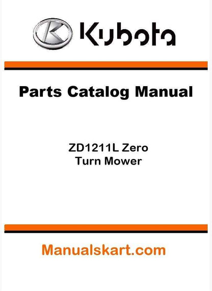 Kubota ZD1211L Zero Turn Mower Parts Catalog Pdf Manual