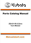 Kubota ZD1211R-3 Zero Turn Mower Parts Catalog Pdf Manual