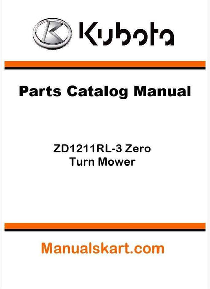 Kubota ZD1211RL-3 Zero Turn Mower Parts Catalog Pdf Manual