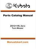 Kubota ZD1211RL Zero Turn Mower Parts Catalog Pdf Manual