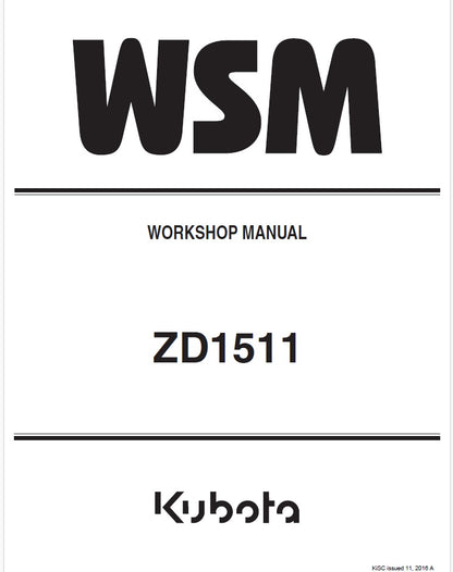 Kubota ZD1511 Zero Turn Mower Pdf Repair Service Manual