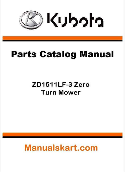 Kubota ZD1511LF-3 Zero Turn Mower Parts Catalog Pdf Manual