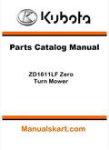 Kubota ZD1611LF Zero Turn Mower Parts Catalog Pdf Manual