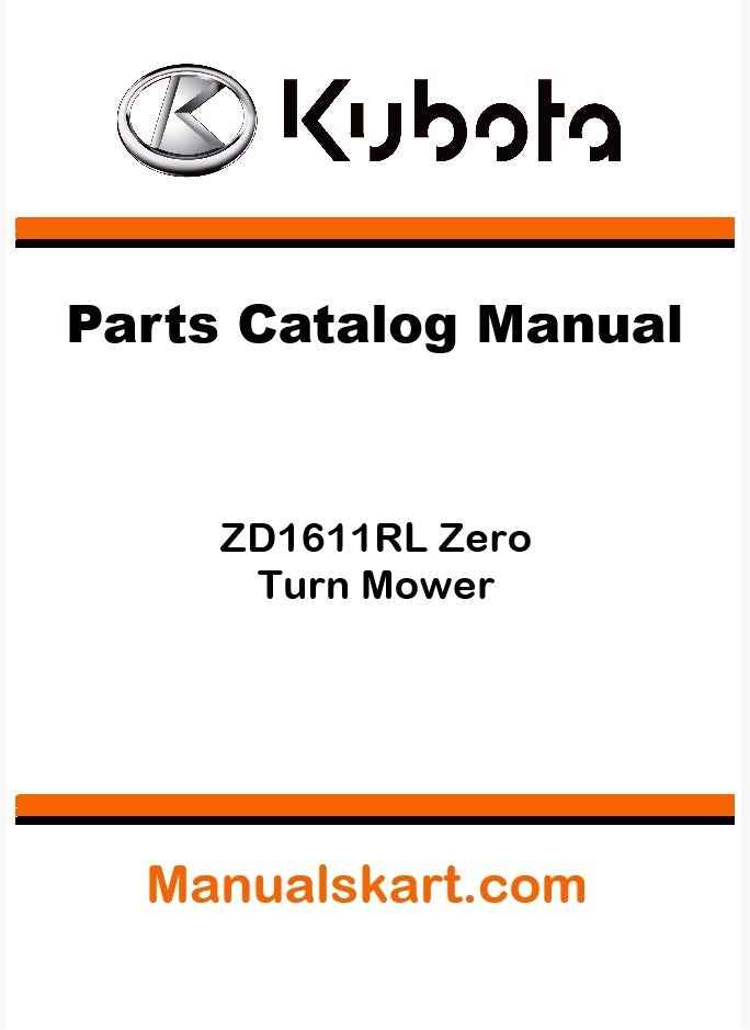 Kubota ZD1611RL Zero Turn Mower Parts Catalog Pdf Manual