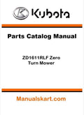 Kubota ZD1611RLF Zero Turn Mower Parts Catalog Pdf Manual