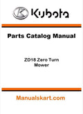 Kubota ZD18 Zero Turn Mower Parts Catalog Pdf Manual