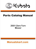 Kubota ZD21 Zero Turn Mower Parts Catalog Pdf Manual