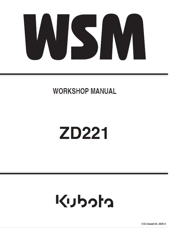 Kubota ZD221 Zero Turn Mower Pdf Repair Service Manual