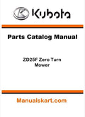 Kubota ZD25F Zero Turn Mower Parts Catalog Pdf Manual