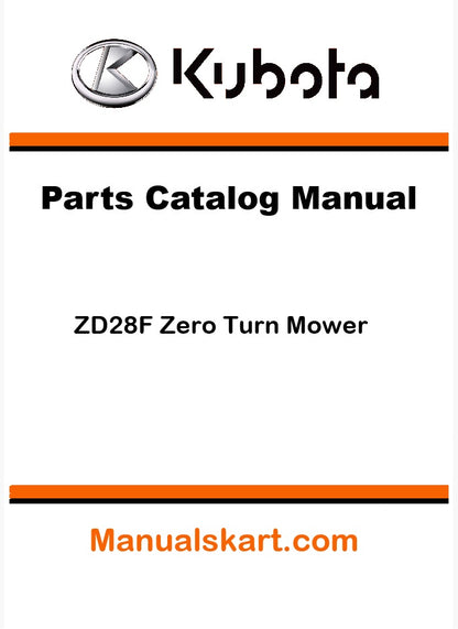 Kubota ZD28F Zero Turn Mower Pdf Parts Catalog Manual