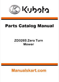 Kubota ZD326S Zero Turn Mower Parts Catalog Pdf Manual