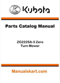 Kubota ZG222SA-3 Zero Turn Mower Parts Catalog Pdf Manual
