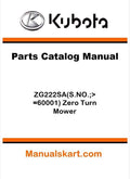 Kubota ZG222SA(S.NO.;>=60001) Zero Turn Mower Parts Catalog Pdf Manual