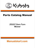 Kubota ZG227 Zero Turn Mower Parts Catalog Pdf Manual