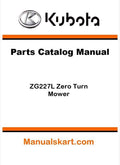 Kubota ZG227L Zero Turn Mower Parts Catalog Pdf Manual
