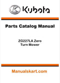 Kubota ZG227LA Zero Turn Mower Parts Catalog Pdf Manual