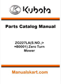 Kubota ZG227LA(S.NO.;>=B0001) Zero Turn Mower Parts Catalog Pdf Manual
