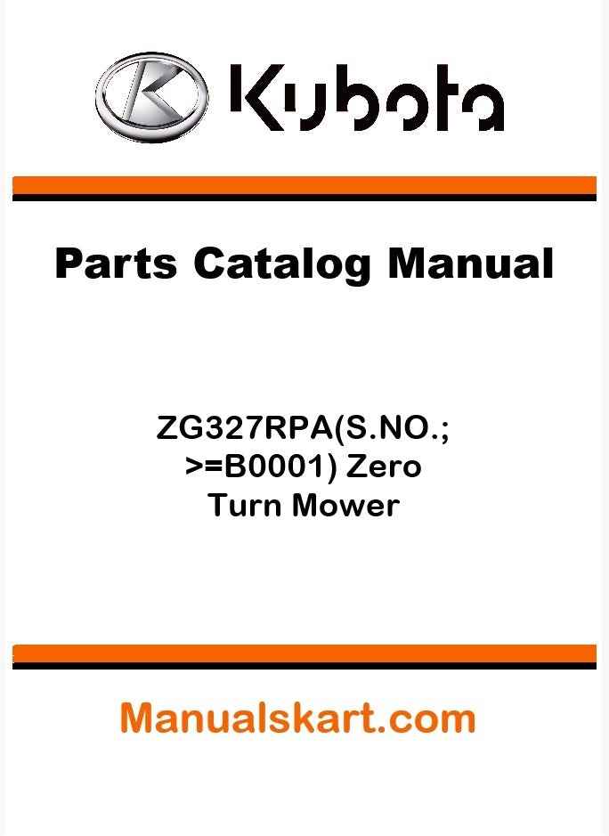Kubota ZG327RPA(S.NO.;>=B0001) Zero Turn Mower Parts Catalog Pdf Manual